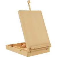 Fortuna Lai Chevalet de table Chevalet pliable à angle réglable avec poignée et espace de rangement en bois pour peindre et dessiner