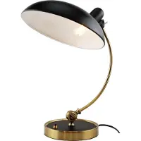 Alpinaluz Lampe de table « BOFA » – inspirée du modèle Kaiser Idell 6631 de Fritz Hansen, finition noir mat et laiton, culot E27.