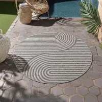 HomebyHome Tapis d’Extérieur Imperméable et Résistant aux UV Idéal pour Cuisine Balcon Terrasse Jardin et Salon, Taille: 200 cm Rond
