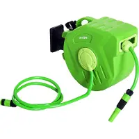 Fortuna Enrouleur de tuyau Lai 15 m Enrouleur automatique pivotant, idéal pour l'air comprimé et le jardinage, couleur verte