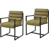 WOLF-Möbel SEBA Chaise avec accoudoirs Vardo kaki, SET de 2 pièces