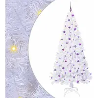 Syfax Sapin de Noël artificiel avec 300 LED Blanc 240 cm PVC et Acier