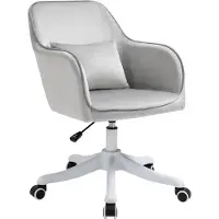 Fortuna Lai Fauteuil pivotant pour salon, chaise de bureau avec fonction massage, chaise de bureau avec accoudoirs, coussin lombaire, gris