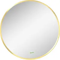 Fortuna Lai Miroir mural rond pour salle de bain, chambre à coucher, couloir, cadre métallique, couleur : or, Ø 50 cm