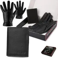 Beltimore Ensemble de gants porte-monnaie en cuir pour hommes