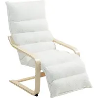 Fortuna Lai Fauteuil lounge Fauteuil avec repose-pieds réglable, polaire sherpa pour salon Fauteuil pivotant avec accoudoirs, fauteuil relax, fauteuil de lecture Blanc