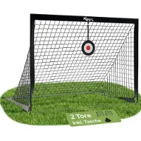 Arebos Lot de 2 cages de football KM-Fit 120 x 90 cm, cage d'entraînement pliable pour enfants, mini-cage de football pliable pour le jardin et l'extérieur, cibles incluses