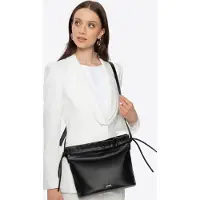 WITTCHEN Sac à bandoulière pour femme avec rubans décoratifs, noir, similicuir