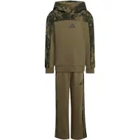Adidas Survêtement 'Seasonal Essentials Hooded Fleece Jogger Set Little' kaki / olive / vert foncé