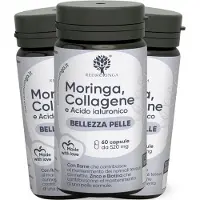 RedMoringa Acide Hyaluronique Complexe Collagène Marin + Gélules de Moringa - 100% norme journalière de cuivre, zinc, biotine, vitamines A, B2, B3, C - 180 jours d'approvisionnement