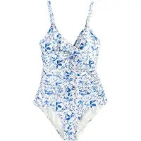 Next Maillot de bain modelant bleu marine / blanc