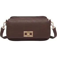 Gallantry Paris Sac bandoulière "Gallantry" pour femme, en similicuir texturé imitation cuir, avec fermeture métallique, couleur marron foncé