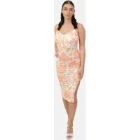Elara Robe orange / blanc