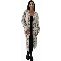 Elara Manteau en tricot camel / blanc cassé