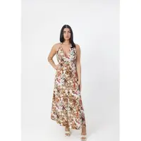 Elara Robe d’été turquoise / marron / noisette / blanc