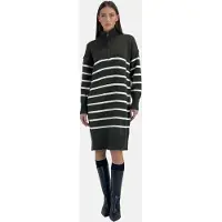 Elara Robes en maille vert foncé / blanc