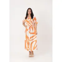 Elara Robe-chemise orange / blanc