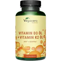 Vegavero Vitamine D3 + Vitamine K2 | 120 gélules | avec huile MCT et matières premières de marque K2VITAL et vitamine D3V | vegan