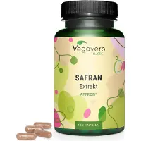 Vegavero Extrait de safran | 120 gélules | Véritable safran d'Espagne | 3,5% de lepticrosalides | végétalien