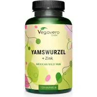 Vegavero Igname + Zinc | 120 gélules | 500 mg d'extrait d'igname (20:1) par gélule | combiné avec du zinc | végétalien