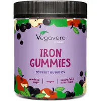 Vegavero Iron Gummies | 90 pièces | Gommes aux fruits avec fer | sans sucre ajouté & édulcorants | vegan