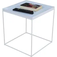 FutuStal Table basse carrée en fil métallique 40x40x43 Loft Industrial Blanc mat