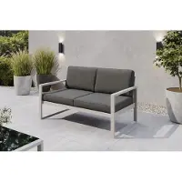 Margaret Hadas24 Canapé de jardin 2 places d'extérieur Madera Lounge, résistant aux intempéries, pour terrasse ou balcon, avec dossier, mobilier de jardin couleur cachemire, gris foncé