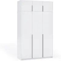 Margaret Hadas24 Armoire APOLLONIA I sans miroir, armoire à portes battantes, style moderne, armoire, grand espace de rangement 150 x 250 cm (blanc, poignées noires)