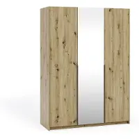 Margaret Hadas24 Armoire APOLLONIA avec miroir, armoire à portes battantes, style moderne, armoire, grand espace de rangement 150 x 204 cm (artisan, poignées noires)
