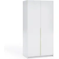 Margaret Hadas24 Armoire APOLLONIA sans miroir, armoire à portes battantes, style moderne, armoire, grand espace de rangement 100 x 204 cm (blanc, poignées dorées)