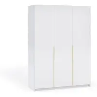 Margaret Hadas24 Armoire APOLLONIA sans miroir, armoire à portes battantes, style moderne, armoire, grand espace de rangement 150 x 204 cm (blanc, poignées dorées)