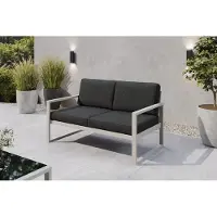 Margaret Hadas24 Canapé de jardin 2 places d'extérieur Madera Lounge, canapé de terrasse résistant aux intempéries, mobilier de balcon avec dossier, mobilier de jardin couleur cachemire, gris-brun