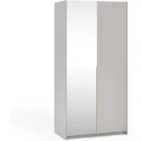 Margaret Hadas24 Armoire APOLLONIA avec miroir, armoire à portes battantes, style moderne, armoire, grand espace de rangement 100 x 204 cm (couleur cachemire, poignées dorées)