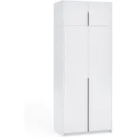 Margaret Hadas24 Armoire APOLLONIA I sans miroir, armoire à portes battantes, style moderne, armoire, grand espace de rangement 100 x 250 cm (blanc, poignées noires)