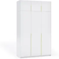 Margaret Hadas24 Armoire APOLLONIA I sans miroir, armoire à portes battantes, style moderne, armoire, grand espace de rangement 150 x 250 cm (blanc, poignées dorées)