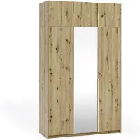 Margaret Hadas24 Armoire APOLLONIA I avec miroir, armoire à portes battantes, style moderne, armoire, grand espace de rangement 150 x 250 cm (artisanale, poignées dorées)