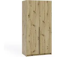 Margaret Hadas24 Armoire APOLLONIA sans miroir, armoire à portes battantes, style moderne, armoire, grand espace de rangement 100 x 204 cm (artisan, poignées noires)