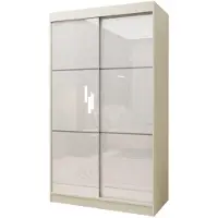 Margaret Hadas24 Armoire Vena de 150 cm avec 2 portes coulissantes (couleur : cachemire, lacobel cachemire)