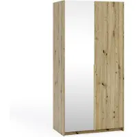 Margaret Hadas24 Armoire APOLLONIA avec miroir, armoire à portes battantes, style moderne, armoire, grand espace de rangement 100 x 204 cm (artisan, poignées dorées)
