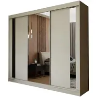 Margaret Hadas24 Armoire Gabo de 240 cm avec miroir, comprenant 3 portes coulissantes (couleur : cachemire)