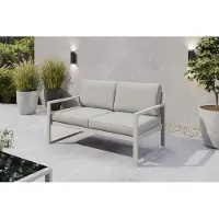 Margaret Hadas24 Canapé de jardin 2 places d'extérieur Madera Lounge, résistant aux intempéries, pour terrasse ou balcon, avec dossier, mobilier de jardin couleur cachemire, gris clair
