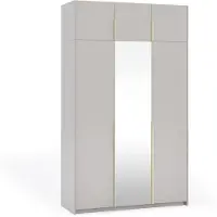 Margaret Hadas24 Armoire APOLLONIA I avec miroir, armoire à portes battantes, style moderne, armoire, grand espace de rangement 150 x 250 cm (couleur cachemire, poignées dorées)