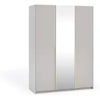 Margaret Hadas24 Armoire APOLLONIA avec miroir, armoire à portes battantes, style moderne, armoire, grand espace de rangement 150 x 204 cm (couleur cachemire, poignées dorées)