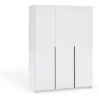 Margaret Hadas24 Armoire APOLLONIA sans miroir, armoire à portes battantes, style moderne, armoire, grand espace de rangement 150 x 204 cm (blanc, poignées noires)