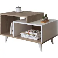 Homidea Table basse Sage avec étagère - Table de salon moderne - Table d'appoint (Blanc/Avola)
