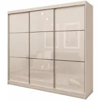 Margaret Hadas24 Armoire Vena de 240 cm avec 3 portes coulissantes (couleur : cachemire, lacobel cachemire)