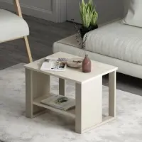 Homidea Table basse BOSS avec compartiment de rangement - Table de salon moderne 60 × 45 × 43,6 cm - Table basse - Travertin/Beige