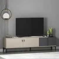 Homidea Modena, meuble TV de 180 cm - Meuble TV avec portes et espace de rangement - Meuble TV moderne de style scandinave pour le salon - Beige/Anthracite