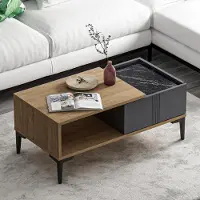 Homidea Table basse Modena, 90 cm - Table rectangulaire pour salon avec compartiment de rangement - Design scandinave moderne - Chêne/Anthracite