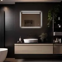 Megagoods LoXa – Miroir de salle de bain rectangulaire Ambi avec LED 80 × 60 cm – Dimmable – 3 modes LED – Surface antibuée – Qualité durable – Installation facile